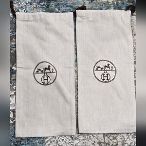 Hermès Beige Drawstring Shoe Bags